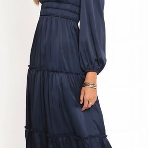 Petal & Pup Midnight Blue Long Sleeve With Elasticised Cuffs Dress